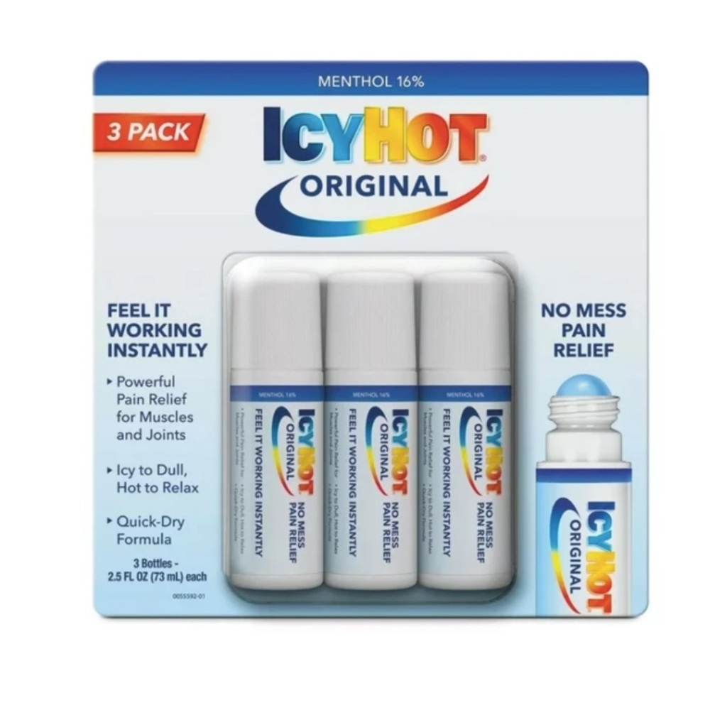 Icy Hot Medicated Max Strength, No-Mess Applicator, 2.5 Fl Oz (Pk of 3) Exp 1 yr
